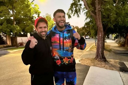 Coach Rufo with Yair RodrÃguez when he was in Perth for UFC 284