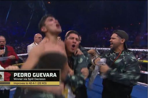 Coach Rufo celebrating victory with WBC Light Flyweight World Champion Pedro Guevara Pedro Guevara